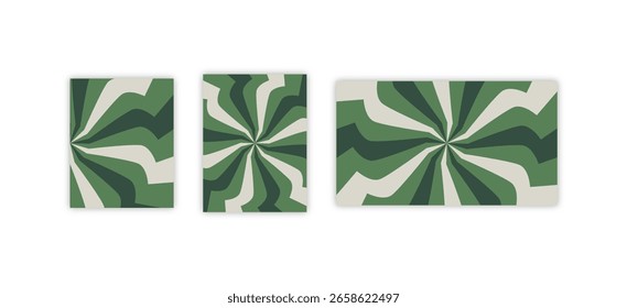 Diseño de fondo abstracto con espirales circulares verdes, verdes oscuros y blancos Diseño de fondo con Vertical y estilos Horizontales