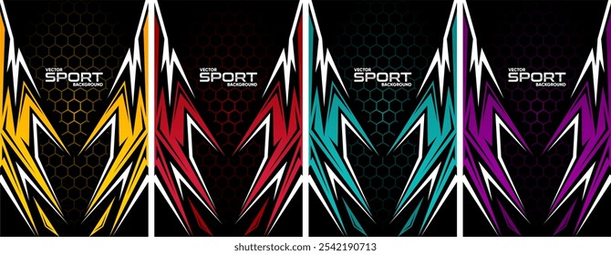 colección Abstractas del diseño del fondo - venta del fondo del deporte, Vectores para el jersey, jugador, eSport, coche de carreras, rally y aventura listos para imprimir.. conjunto de Ilustraciones vectoriales