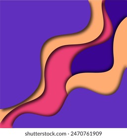 Abstract background design with color paper cut shapes. Paper cut vector illustration for banner, presentation, and invitation. Paper art and craft style.