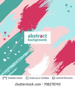 Abstract background design. Colorful brush strokes pattern and text block. 