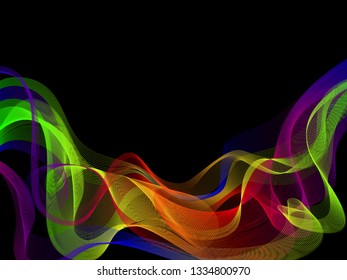 Abstract background design. Colorful wave motion on dark background. eps10