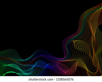 Abstract background design. Colorful wave motion on dark background. eps10