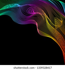 Abstract background design. Colorful wave motion on dark background. eps10