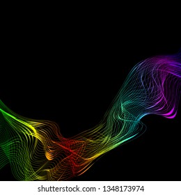 Abstract background design. Colorful wave motion on dark background. eps10