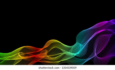 Abstract background design. Colorful wave motion on dark background. eps10