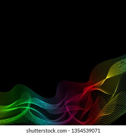 Abstract background design. Colorful wave motion on dark background. eps10