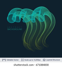 Abstract background design. Colorful waves on dark backdrop. Vector illustration.