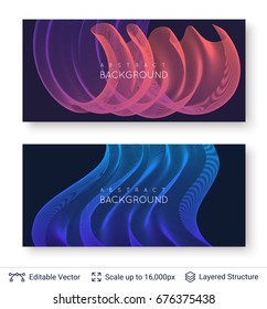 Abstract background design. Colorful waves on dark backdrop. Vector illustration.