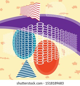 Abstract background design with composition made of various geometric shapes. Vector illustration. Pattern for printing on Wallpaper, fabrics, packaging.