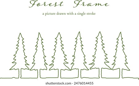 Abstract background design of coniferous forest . It is made of a single stroke line drawing.