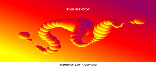 Abstract background design. Curved drop lines. Gradient yellow-red-purple.