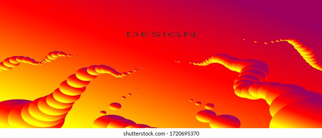 Abstract background design. Curved drop lines. Gradient yellow-red-purple.