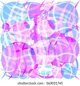Abstract background design. Curves and Circles. Pink, blue and purple