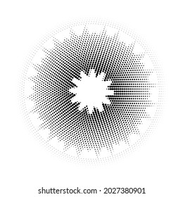 Abstract background design dark gray dots, halftone circle frame