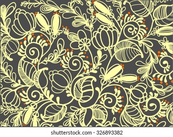 Abstract background for design, Decorative flowers, imaginary flowers in the pot