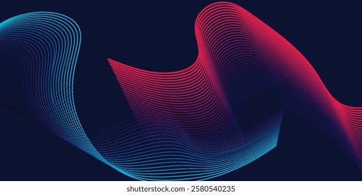 Abstract background design with diagonal blue and pink or purple line pattern. Vector horizontal format for digital luxury 