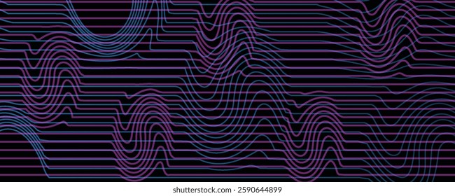 Abstract background design with diagonal blue and pink or purple line pattern. Vector horizontal format for digital luxury business banner, contemporary