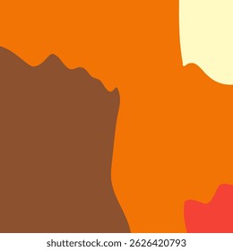 Abstract background design with dynamic orange and brown flame or wave-like shapes. Energetic, flowing