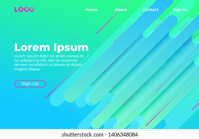 Abstract background design with dynamic shape. Landing page template for website