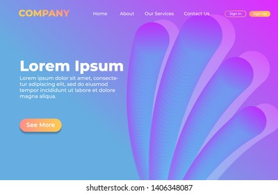 Abstract background design with dynamic shape. Landing page template for website