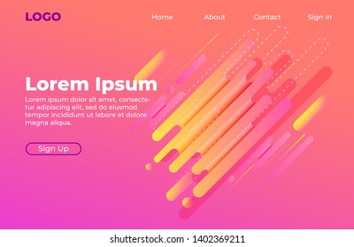 Abstract background design with dynamic shapes composition. Landing page template