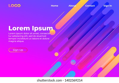 Abstract background design with dynamic shapes composition. Landing page template
