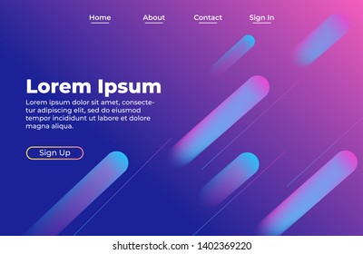 Abstract background design with dynamic shapes composition. Landing page template