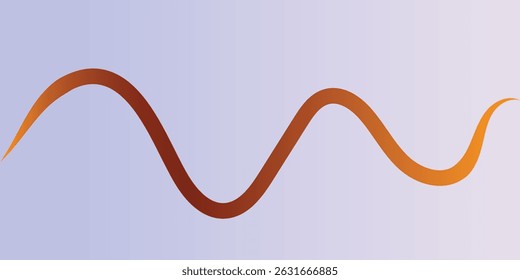 Abstract Background Design with Elegant Brown and Beige Flowing Lines. This image features a smooth copper-toned ribbon shape with a subtle gradient, curving gracefully against a light purple backgrou