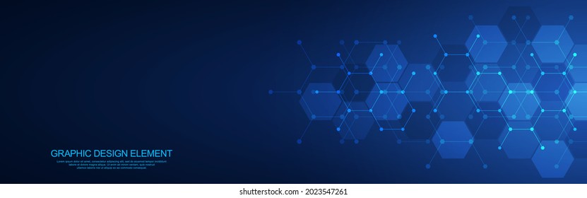 Fondo abstracto y elemento de diseño con forma geométrica y patrón hexagonal para la plantilla de encabezado de banner o sitio web