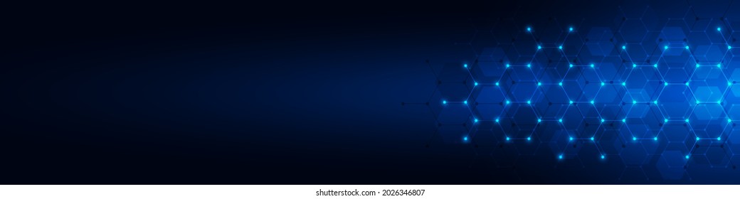 Fondo abstracto y elemento de diseño con forma geométrica y patrón hexagonal para la plantilla de encabezado de banner o sitio web