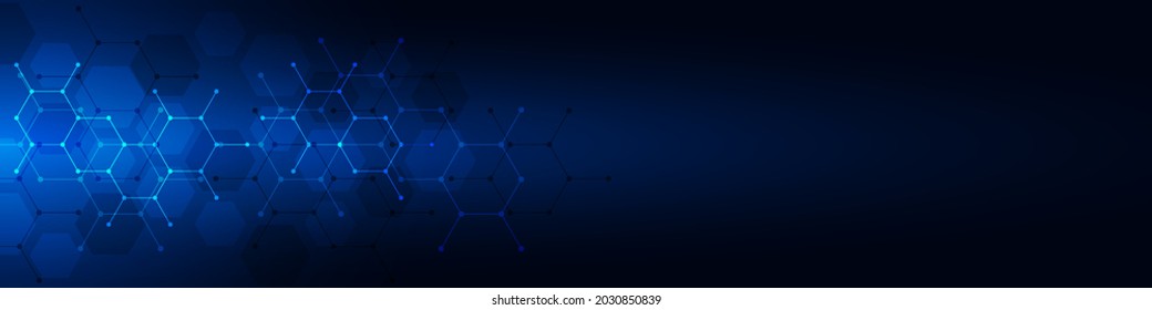 Abstract background and design element with geometric shape and hexagon pattern for banner or website header template