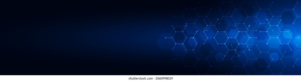 Abstract background and design element with geometric shape and hexagon pattern for banner or website header template