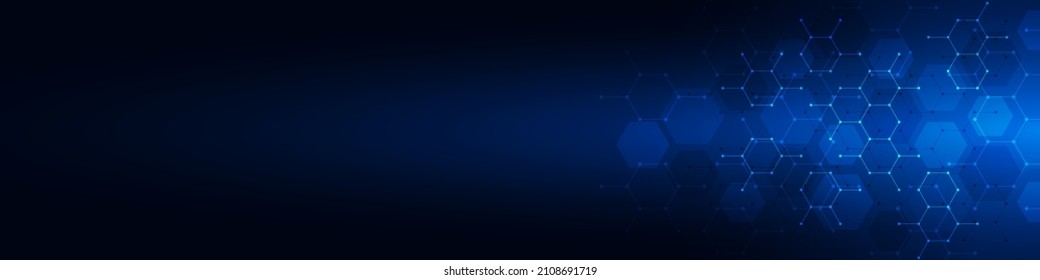 Abstract background and design element with geometric shape and hexagon pattern for banner or website header template