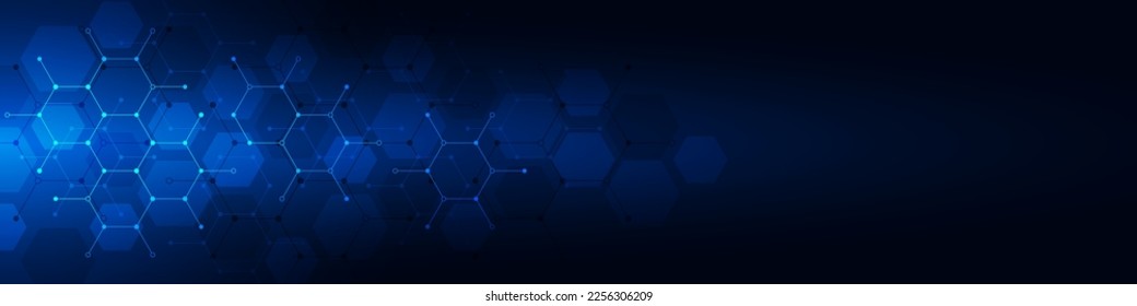 Abstract background and design element with geometric shape and hexagons pattern for banner or website header template