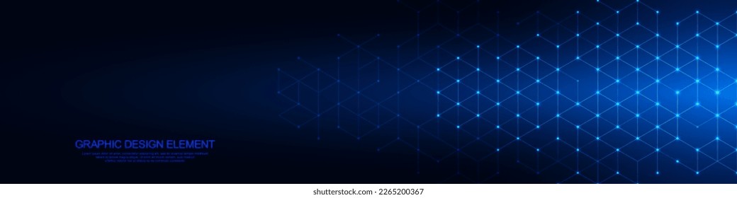 Abstract background and design element with geometric shape and hexagons pattern for banner or website header template