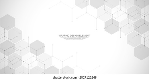 Abstract background and design element with hexagons pattern and geometric shapes for your drafting.
