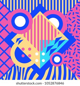 Abstract background design. Fashion geometric illustration. Memphis trendy 1990s.