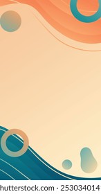 Abstract background design featuring wavy patterns and circular shapes in orange and blue tones. Perfect for presentations, digital art, and modern graphic designs.
