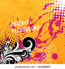 Abstract Background for Design. Floral Ornaments. Retro Poster Template for Placard Design.