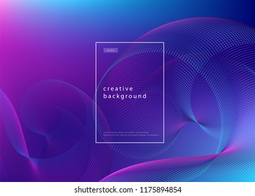 Abstract background design. Fluid flow gradient with geometric lines and light effect. Motion minimal concept. Vector illustration.