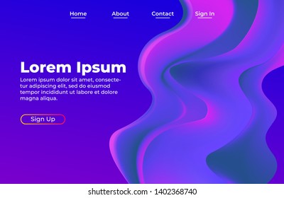 Abstract background design with fluid shape. Landing page template