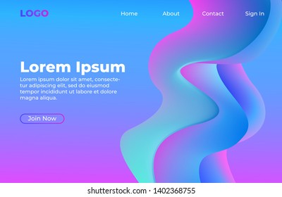 Abstract background design with fluid shape. Landing page template