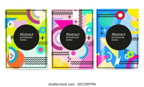 Abstract background design, geometric memphis style design in colorful tone