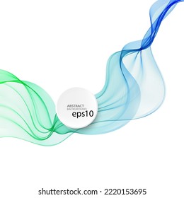 Diseño de fondo abstracto, líneas de onda verde y azul sobre fondo blanco