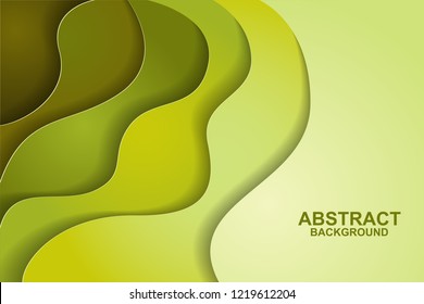 Abstract background design with green paper cut shapes. Paper cut vector illustration for banner, presentation, and invitation. Paper art and craft style.