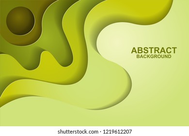 Abstract background design with green paper cut shapes. Paper cut vector illustration for banner, presentation, and invitation. Paper art and craft style.