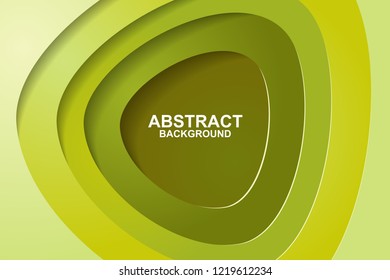 Abstract background design with green paper cut shapes. Paper cut vector illustration for banner, presentation, and invitation. Paper art and craft style.