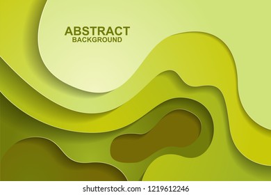 Abstract background design with green paper cut shapes. Paper cut vector illustration for banner, presentation, and invitation. Paper art and craft style.