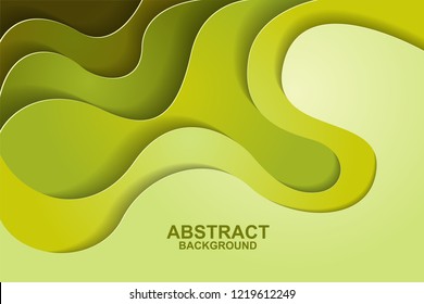 Abstract background design with green paper cut shapes. Paper cut vector illustration for banner, presentation, and invitation. Paper art and craft style.