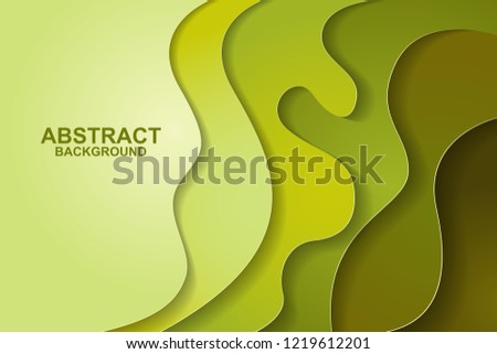 Abstract background design with green paper cut shapes. Paper cut vector illustration for banner, presentation, and invitation. Paper art and craft style.